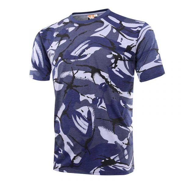 T-shirt tricoté OEM 100 % coton 160 g/m² camouflage bleu militaire – Image 4