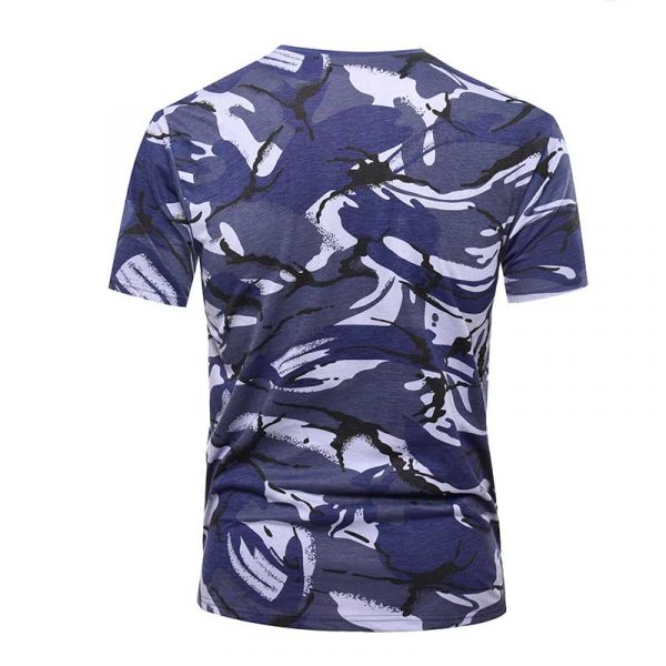 T-shirt tricoté OEM 100 % coton 160 g/m² camouflage bleu militaire – Image 3