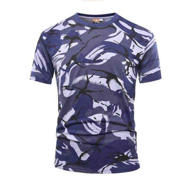 T-shirt tricoté OEM 100 % coton 160 g/m² camouflage bleu militaire