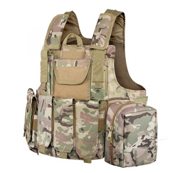 Gilet tactique militaire à dégagement rapide multifonctionnel en polyester 600D avec pochettes de trousse de premiers soins pour magazinesTV02 – Image 2