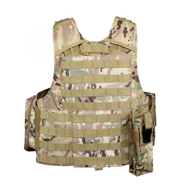 Gilet tactique militaire à dégagement rapide multifonctionnel en polyester 600D avec pochettes de trousse de premiers soins pour magazinesTV02 – Image 3