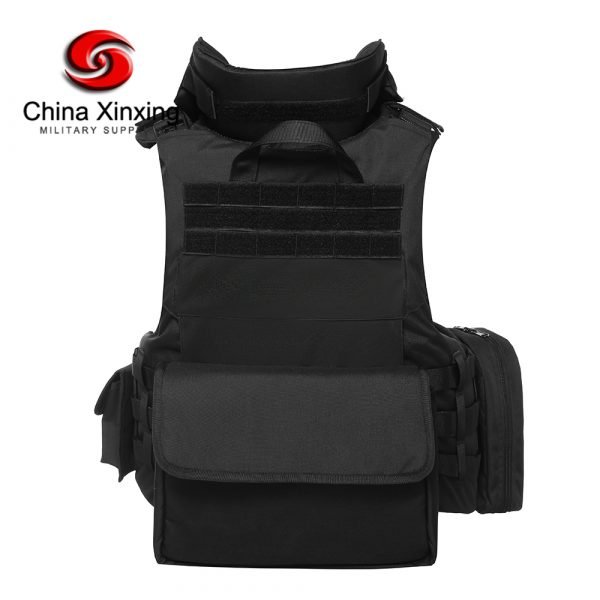 Gilet tactique noir Oxford en polyester 600D porte-plaque pare-balles BV03 – Image 2