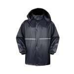 Police Poncho 190T Polyester Navy Blue Poncho Waterproof PVC Coating Reflective Tape PO20