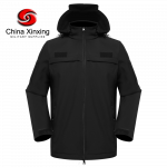 Xinxing Veste militaire Veste polaire trois couches Veste d'hiver en peau de requin noir avec chapeau attaché CF24
