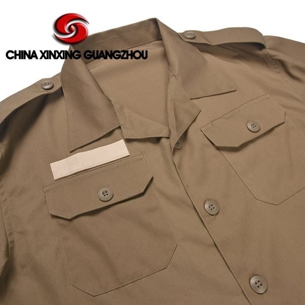 Xinxing Chemise de police militaire tissu uni en coton polyester à manches longues chemise de l'armée marron PT15 – Image 4