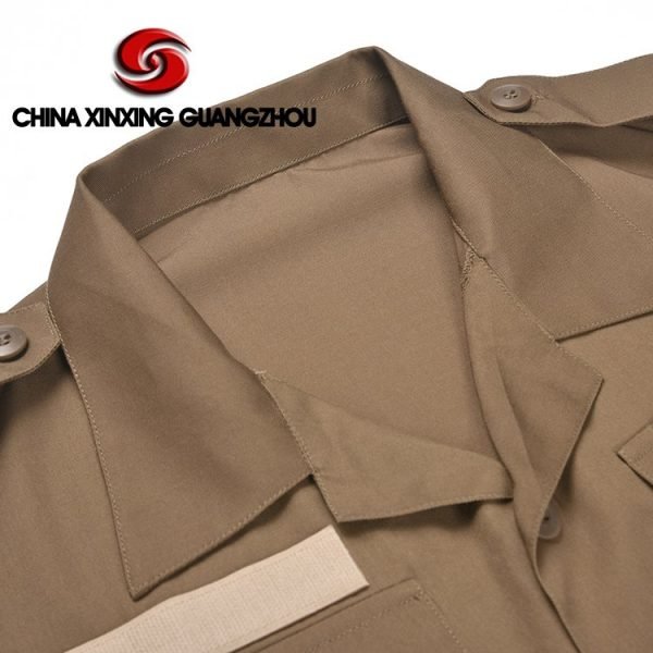 Xinxing Chemise de police militaire tissu uni en coton polyester à manches longues chemise de l'armée marron PT15 – Image 5