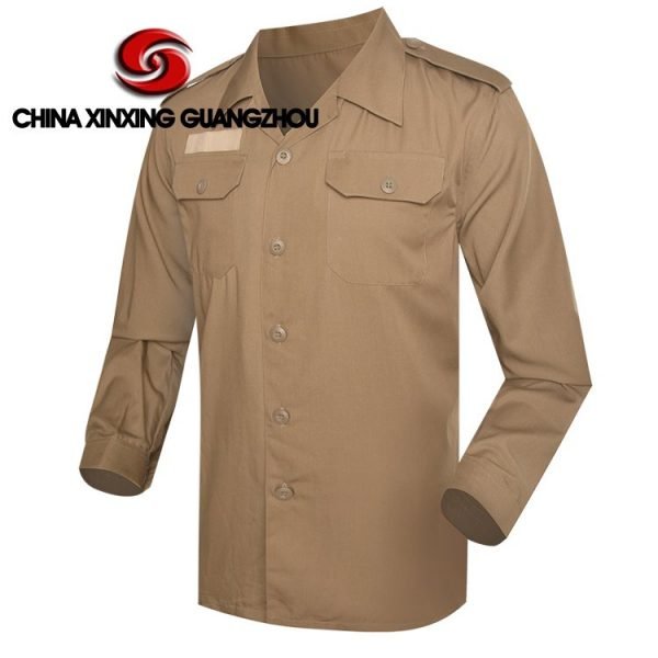 Xinxing Chemise de police militaire tissu uni en coton polyester à manches longues chemise de l'armée marron PT15 – Image 2