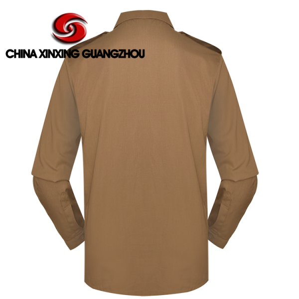 Xinxing Chemise de police militaire tissu uni en coton polyester à manches longues chemise de l'armée marron PT15 – Image 3