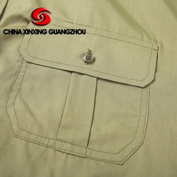 Xinxing Chemise militaire de l'armée de la police militaire tissu uni en coton polyester chemise à manches courtes verte PT12 – Image 7
