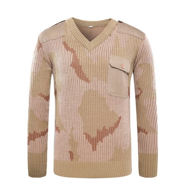 Xinxing Usine Chandail en laine de camouflage du désert militaire du Yémen en gros pull col V gilet militaire d'hiver homme YM13
