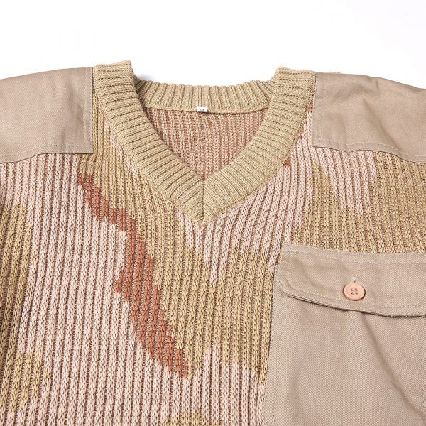 Xinxing Usine Chandail en laine de camouflage du désert militaire du Yémen en gros pull col V gilet militaire d'hiver homme YM13 – Image 4