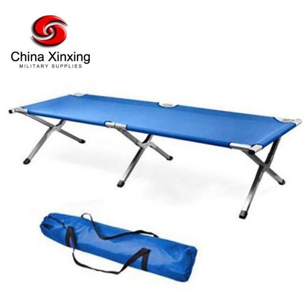 Military Bed CB02 Army Blue Camping Iron Aluminum Frame Polyester Oxford Outdoor Bed